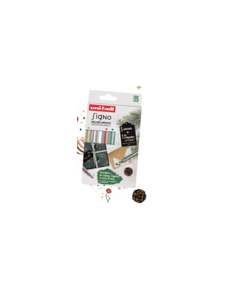 UM120 pochette 5 rollers créatifs signo + un lot d’étiquettes noir off