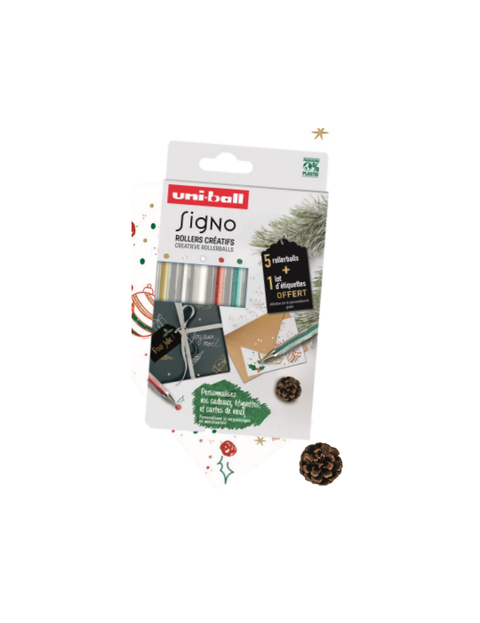 UM120 pochette 5 rollers créatifs signo + un lot d’étiquettes noir off