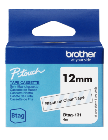 Btag Label Tapes12 mm Black on Clear tape