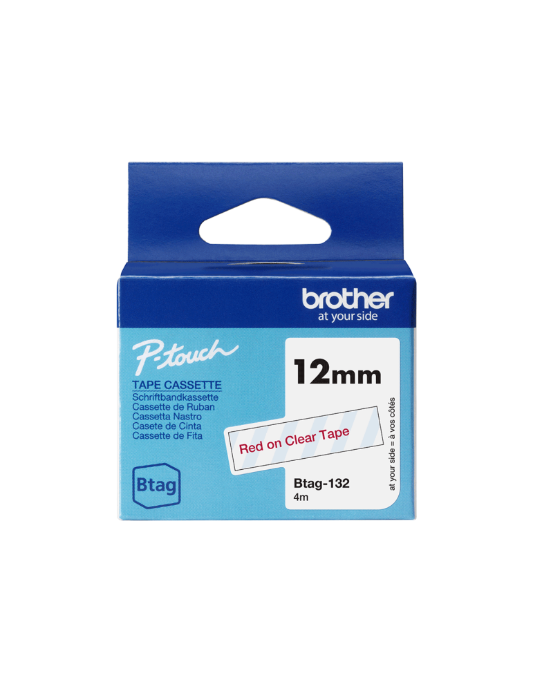 Btag Label Tapes 12 mm Red on Clear tape