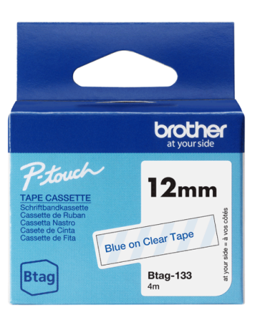 Btag Label Tapes 12 mm Blue on Clear tape