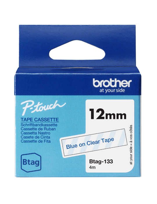 Btag Label Tapes 12 mm Blue on Clear tape
