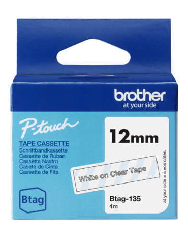 Btag Label Tapes 12 mm White on Clear tape