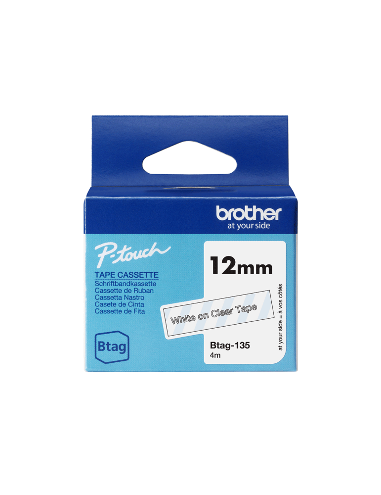 Btag Label Tapes 12 mm White on Clear tape