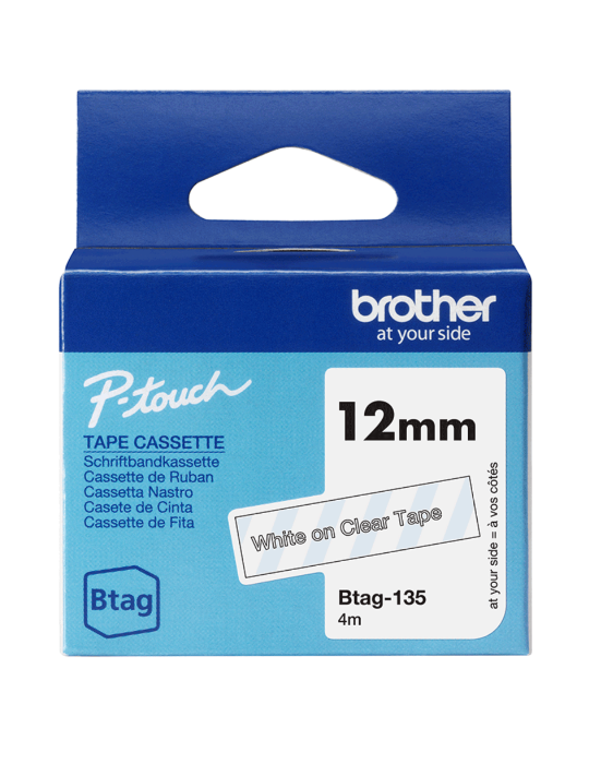 Btag Label Tapes 12 mm White on Clear tape