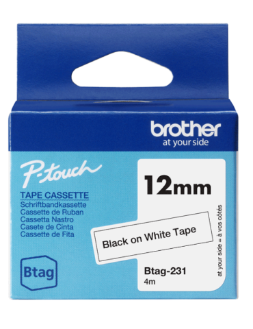 Btag Label Tapes 12 mm Black on White tape