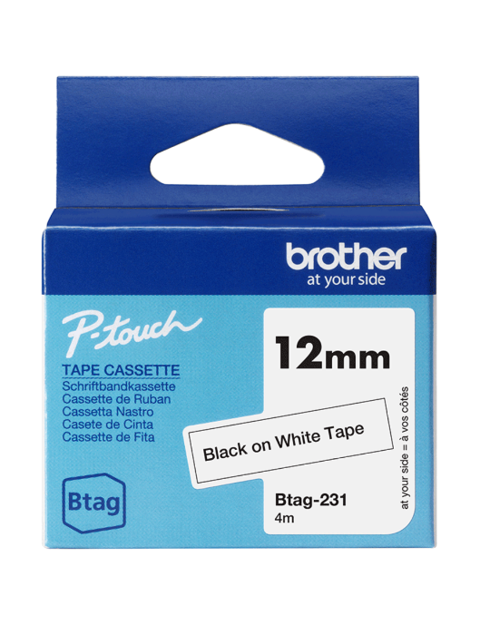 Btag Label Tapes 12 mm Black on White tape