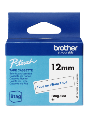 Btag Label Tapes 12 mm Blue on White tape