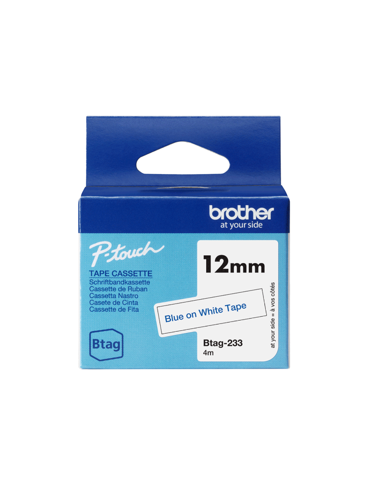 Btag Label Tapes 12 mm Blue on White tape