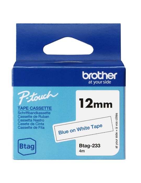 Btag Label Tapes 12 mm Blue on White tape