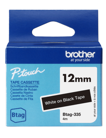 Btag Label Tapes 12 mm White on Black tape