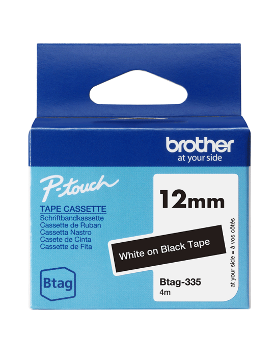 Btag Label Tapes 12 mm White on Black tape