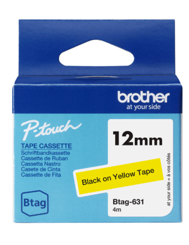 Btag Label Tapes 12 mm Black on Yellow tape