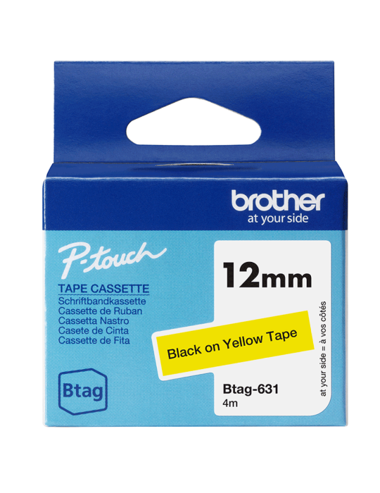 Btag Label Tapes 12 mm Black on Yellow tape