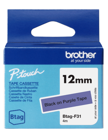 Btag Label Tapes 12 mm Black on Purple tape