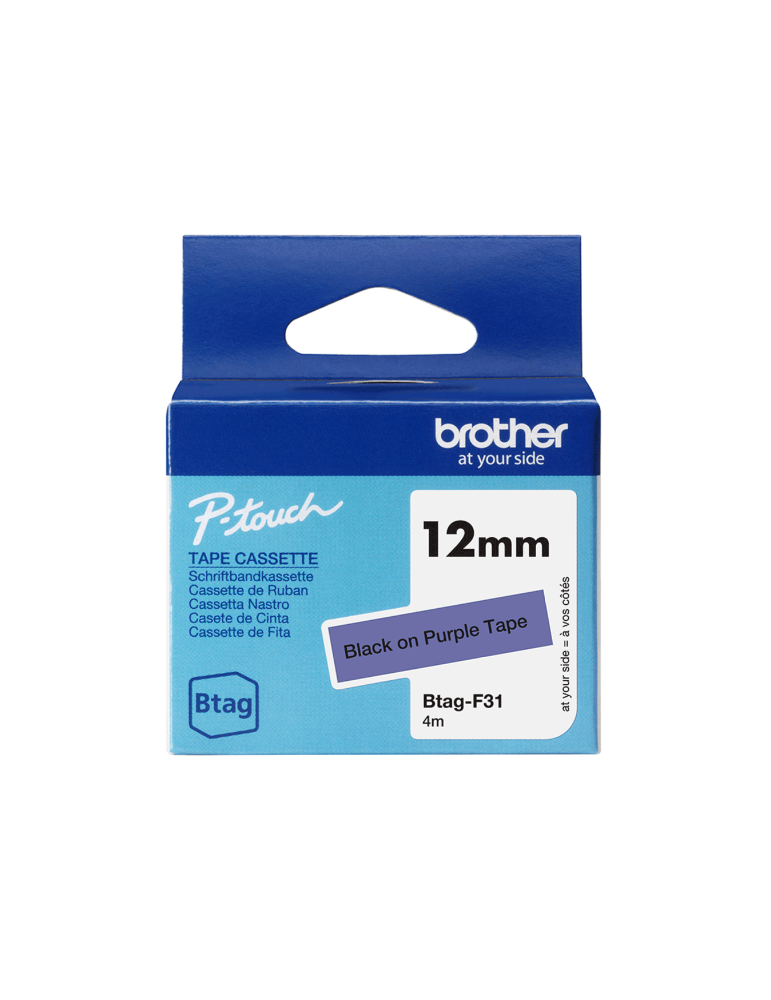 Btag Label Tapes 12 mm Black on Purple tape