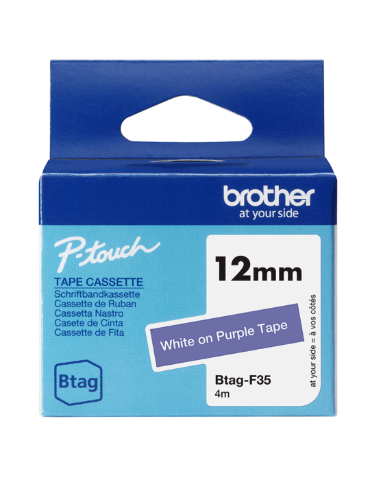Btag Label Tapes 12 mm White on Purple tape