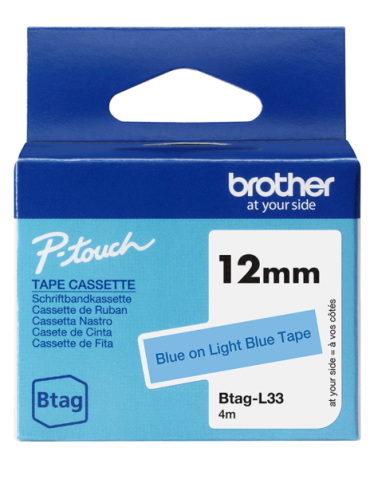Btag Label Tapes 12 mm Blue on Light Blue tape