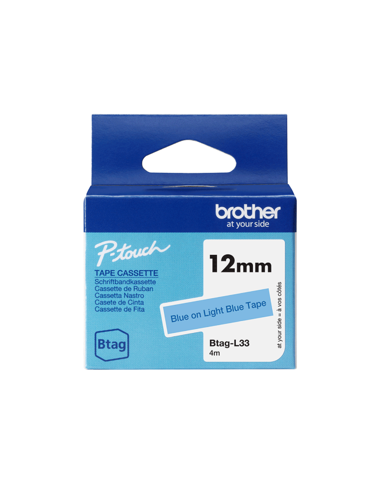 Btag Label Tapes 12 mm Blue on Light Blue tape