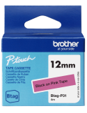 Btag Label Tapes 12 mm Black on Pink tape