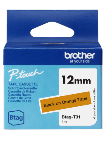 Btag Label Tapes 12 mm Black on Orange tape