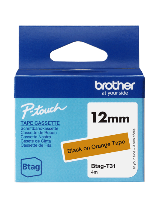 Btag Label Tapes 12 mm Black on Orange tape