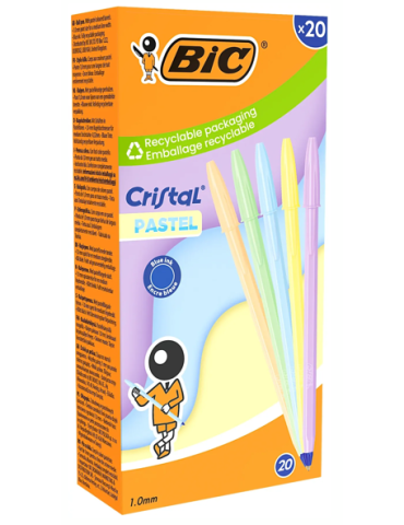 BIC Cristal Pastel Ball Pens x20