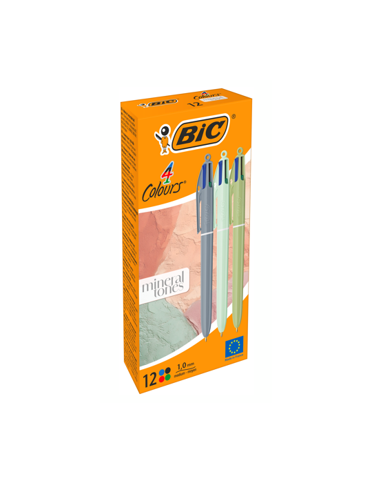 BIC 4 Colours Mineral  Ball Pens x12