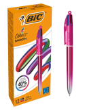 BIC 4 Colours Smooth Ball Pens x12