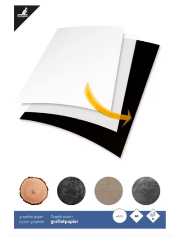 Papier graphite Kangaro blanc A4, 8 feuilles, 50 grammes