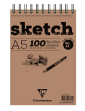 Sketch bloc spiralé 100F A5 90g - Blanc