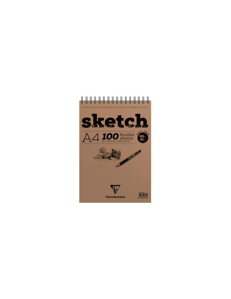 Sketch bloc spiralé 100F A4 90g - Blanc