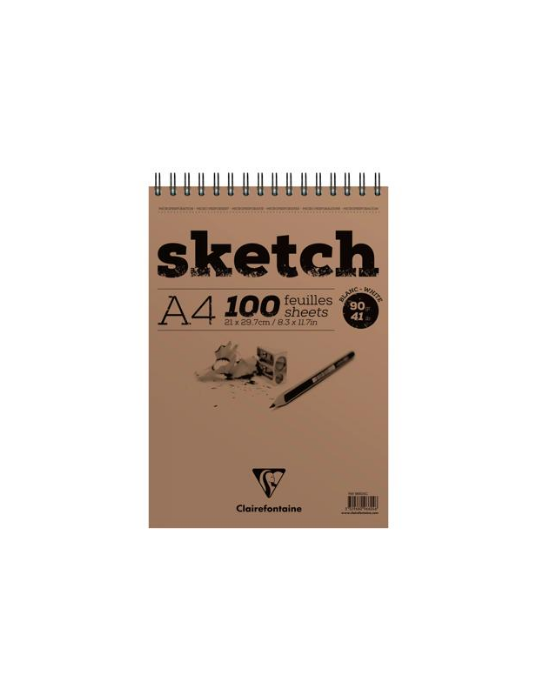 Sketch bloc spiralé 100F A4 90g - Blanc
