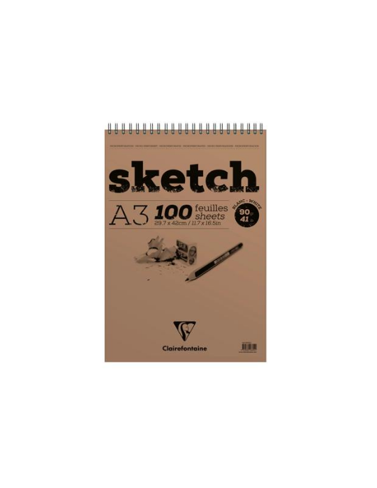 Sketch bloc spiralé 100F A3 90g - Blanc