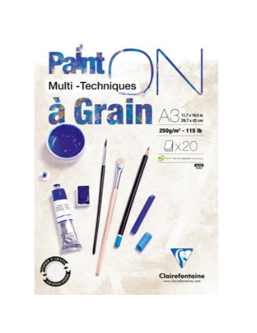 Paint'ON à grain bloc collé 20F A3 250g