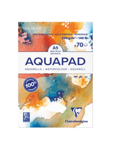 Goldline Aquapad bloc collé 70F A5 300g