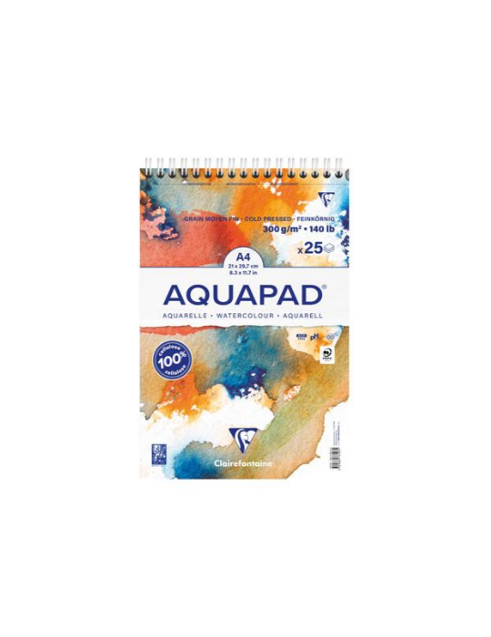 Aquapad bloc reliure intégrale 25F A4+ 300g