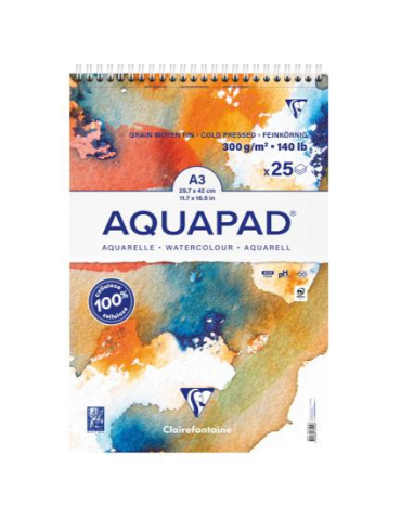 Aquapad bloc reliure intégrale 25F A3 + 300g