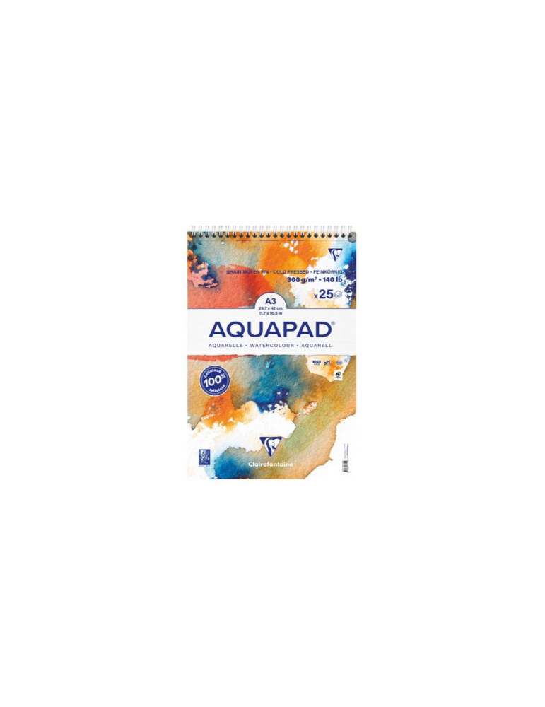 Aquapad bloc reliure intégrale 25F A3 + 300g