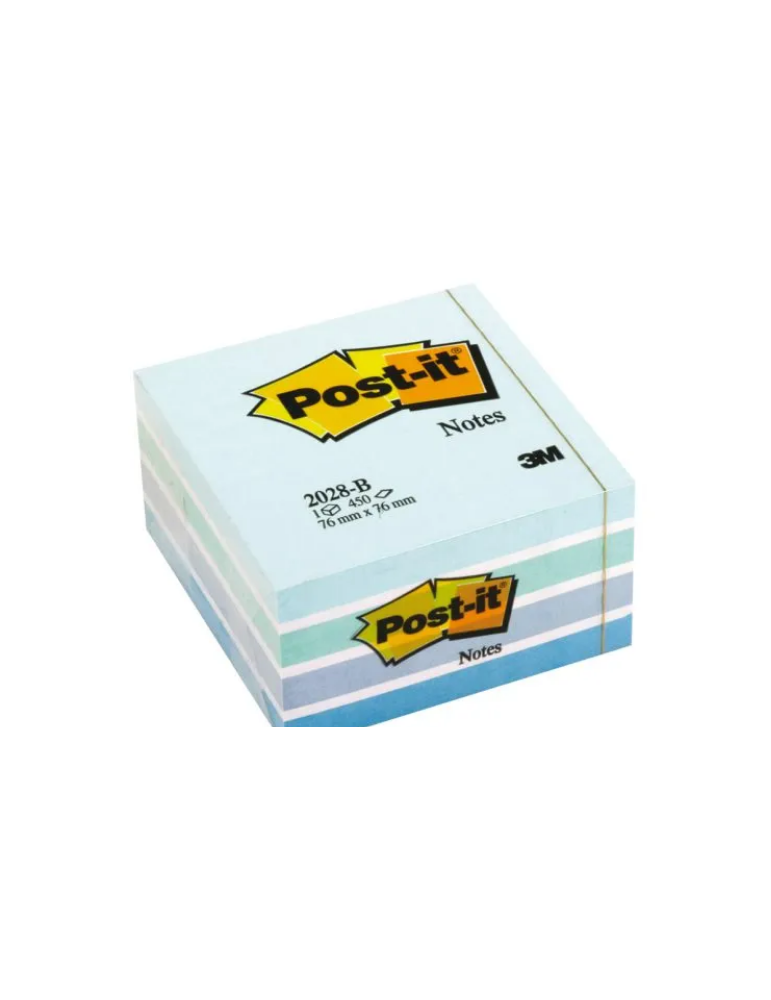 Notes Post-it® - Cube - Bleu Pastel - 76 x 76 mm - 450 Feuilles/Cube