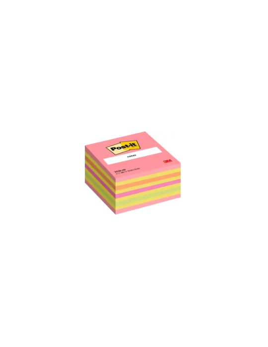 Notes Post-it® - Cube - Rose Néon - 76 x 76 mm - 450 Feuilles/Cube