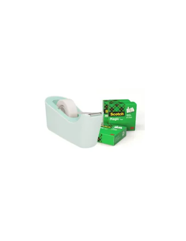 Scotch® C18 Desktop Tape Dispenser, Mint, 4 rolls of Scotch® Magic™ Tape 19mm x 33m