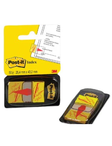 Post-it® Index Standard - Signez Ici - 25,4 x 43,2 mm - 50 Index/Dévid