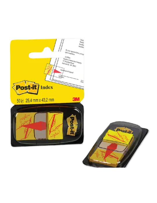 Post-it® Index Standard - Signez Ici - 25,4 x 43,2 mm - 50 Index/Dévid