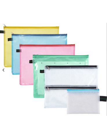 Pochette ZIP sans PVC  A7 - bleu pastel