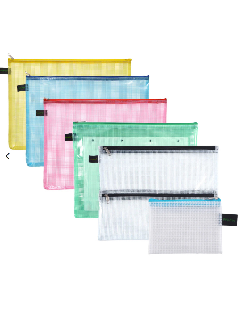 Pochette ZIP sans PVC  A7 - bleu pastel