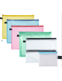 Pochette ZIP sans PVC  A7 - bleu pastel