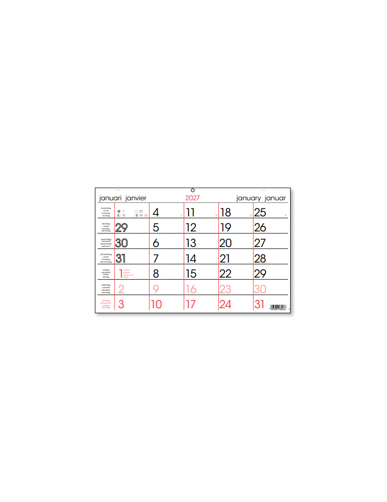 KALENDER 1 MAAND TWEETAL.22X34.5
