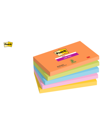 Bloc-mémos Post-it 655 Super Sticky 76x127mm Boost 5 pièces