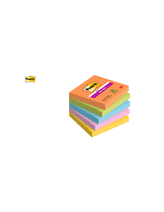 Bloc mémos Post-it 654 Super Sticky 76x76mm Boost 5 pièces
